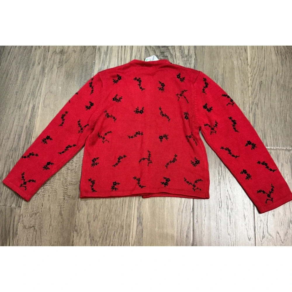 VNTG NWT Gymboree Girls Red Floral Embroidered Cardigan‎ Sweater  7 Years